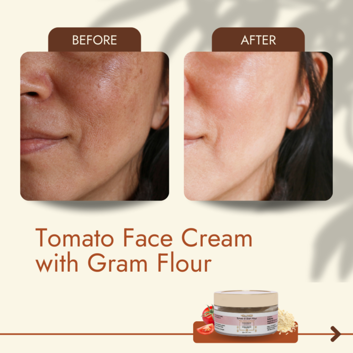 Before after tomato face cream