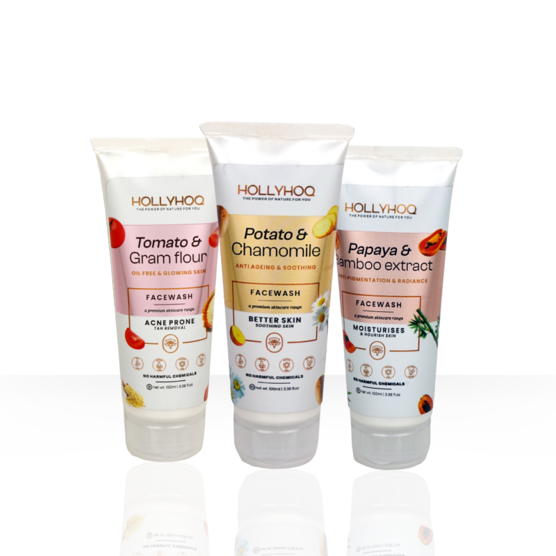 The Glowing Trio: Papaya, Potato & Tomato Face Wash Combo